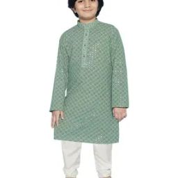 Boys Embroidery Kurta Pyjama Set-image-8