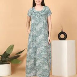 Women Printed Nightie with Insert Pockets-image-5
