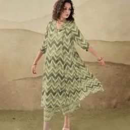 Women Chevron Print A-Line Kurta Set-image-64