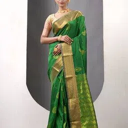 charukriti Women Zari Woven Saree with Blouse Piece-picture-41