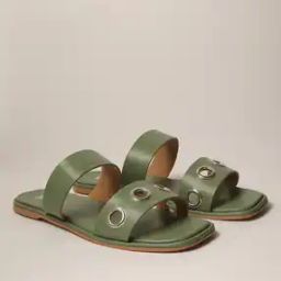 Strappy Slip-On Sandals with Metal Accent-image-1