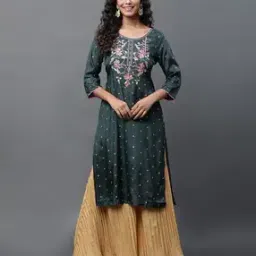 Women Floral Embroidered Straight Kurta-image-53