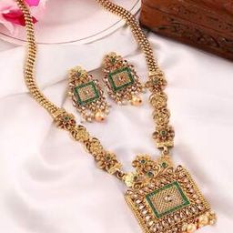 Gold-Plated Necklace & Earrings Set-image-68