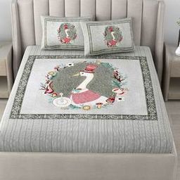 180 TC Floral Print Double Bedsheets with Pillow Covers-image-43