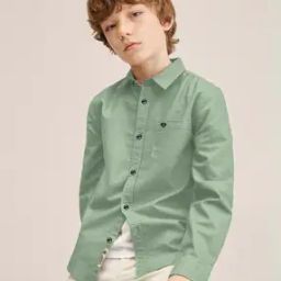 Boys Regular Fit Shirt with Patch Pocket-35