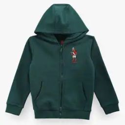 Boys Regular Fit Zip-Front Hoodie with Split- Kangroo Pockets-picture-4