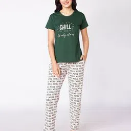 Women Printed T-Shirt & Pyjamas Set-image-78