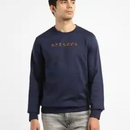 Men Typographic Print Regular Fit Pure Cotton Crew-Neck Sweatshirt-image-75