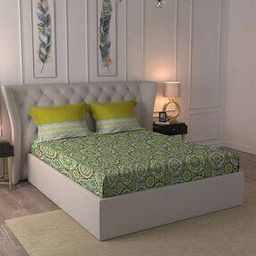 144 TC Geometric Print Cotton Double Bedsheet with Pillow Covers-18