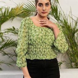 Floral Print Relaxed Fit Ruched Crop Top-picture-34
