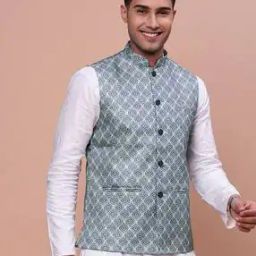 Men Printed Slim Fit Nehru Jacket-13