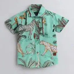 Graphic Print Shirt with Spread Collar-image-62