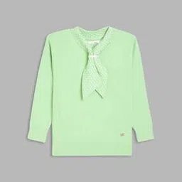 elle kids Tie-Up Neck Sweater Dress with Ribbed Hem-picture-24