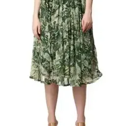 Women Floral Print Flared Skirt-image-17