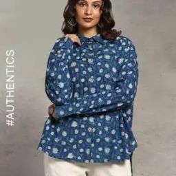 Indigo Dyed Dabu Print Oversized Fit Shirt-image-57