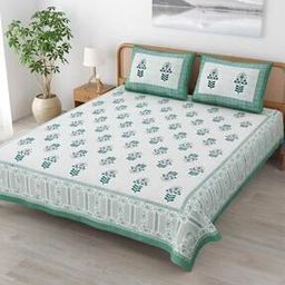 144 TC Floral Print King-Size Bedsheet with Pillow Covers-image-64