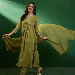 Women Embroidered A-Line Kurta & Pants with Dupatta-image-38