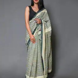 Striped Pure Cotton Saree-image-24