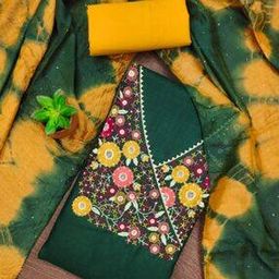 Women Embroidered Unstitched Top Bottom Dress Material with Dupatta-image-43