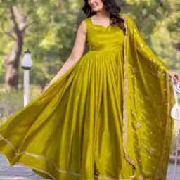 Women Flared Gown With Embroidery Dupatta Set-image-49