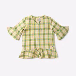 Checked V-neck Top-image-43