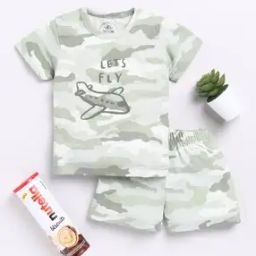 Boy Camouflage Print Shorts & T-Shirt Set-image-49