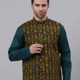 Ikat Print Jacket with Welt Pocket-20
