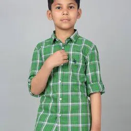 cantabil Boys Checked Regular Fit Shirt with Patch Pocket-picture-29