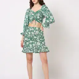 Floral Print Flared Skirt-image-62