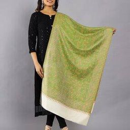 Women Floral Woven Stole with Fringed Hem-image-46