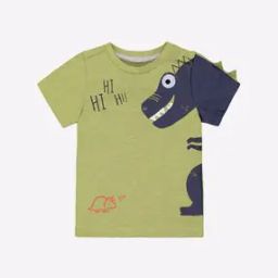 Dinosaur Print Crew-Neck T-shirt with 3D Spikes-18