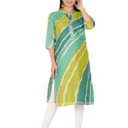 Women Printed Straight Kurta with Bracelet Sleeves-image-10