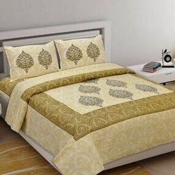 Cotton 130 TC Bedsheet With 2 Pillow Covers-image-71