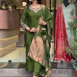 Women Embroidered Straight Kurta Pants Set with Dupatta-image-59