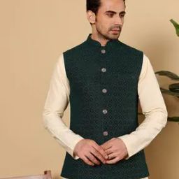 Men Regular Fit Nehru Jacket-image-58