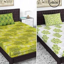 Set of 2 144 TC Printed Single Bedsheet with Pillow Covers-image-45