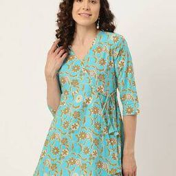 clothing culture Women Floral Print V-Neck Angrakha Kurti-picture-10