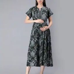 Leaf Print Fit & Flare Dress with Collar Neck-image-36