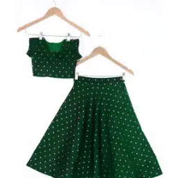 Girls Polka-Dot Print Lehenga Choli Set-image-34