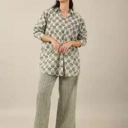 Women Striped Shirt & Pyjamas Set-picture-19