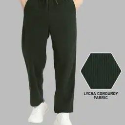 Men Ribbed Straight Track Pants with Drawstring Waist-image-89