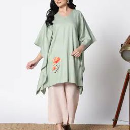 Women Floral Print A-Line Kurti-image-1