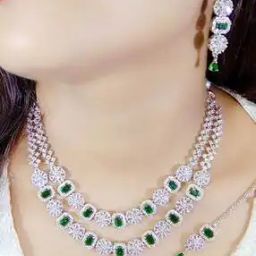 ladymania Women Silver-Plated American Diamond-Studded Necklace & Earrings Set with Mang Tikka-picture-33