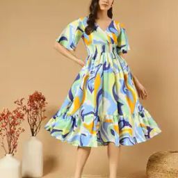 Women Printed V-Neck Tiered Dress-image-24
