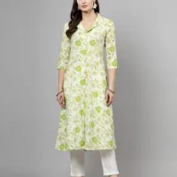 Women Floral Print A-Line Kurta-image-38
