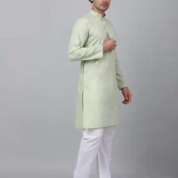 Men Heathered Regular Fit Kurta-image-1