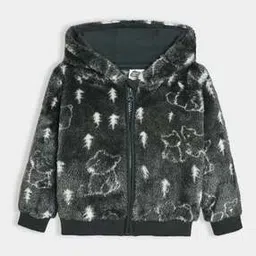 Boys Graphic Print Zip-Front Hooded Jacket-image-98