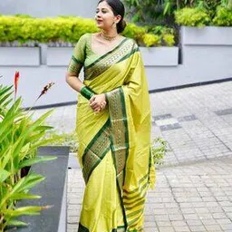 Gadwal Saree with Contrast Zari Woven Border-image-58
