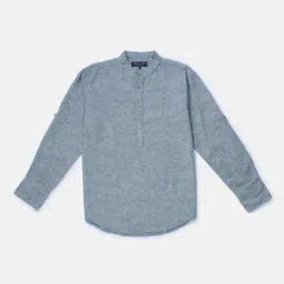 Heathered Shirt with Band Collar-picture-31