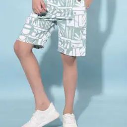 Boys Geometric Print Regular Fit Flat-Front Shorts-image-51